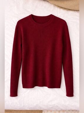 Black Brown 1826 Ribbed Knit Crewneck Sweater Burgundy Size M